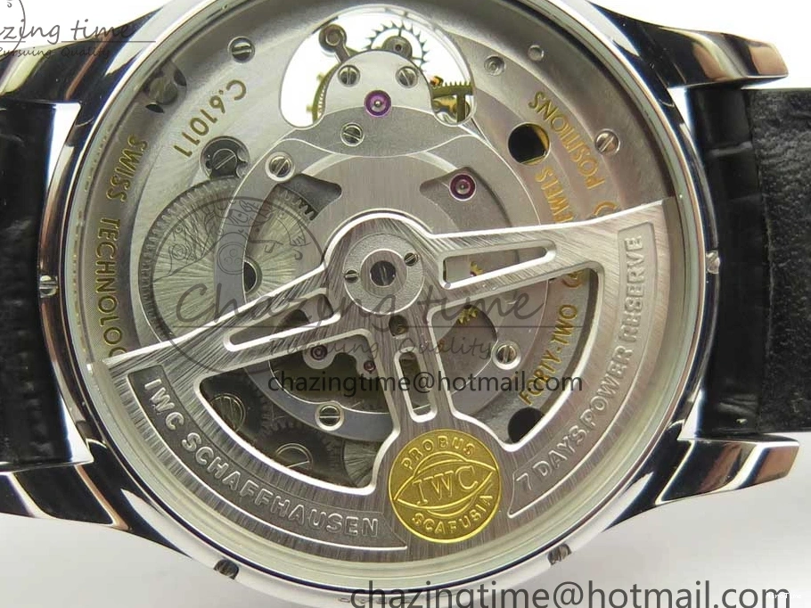 MIROTIME 0516 Efficient Portuguese Tourbillon IW5463 SS ZF Best Edition White Dial on Black Leather Strap 7170